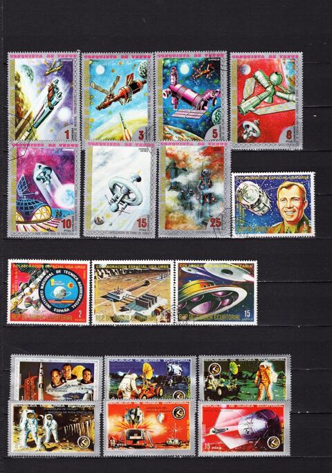lot de 25 timbres de GUINEE EQUATORIALE sur l'ESPACE 2 Les Églisottes-et-Chalaures (33)