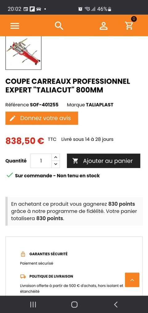 coupe carrelage professionnel neuf 400 59300 Valenciennes