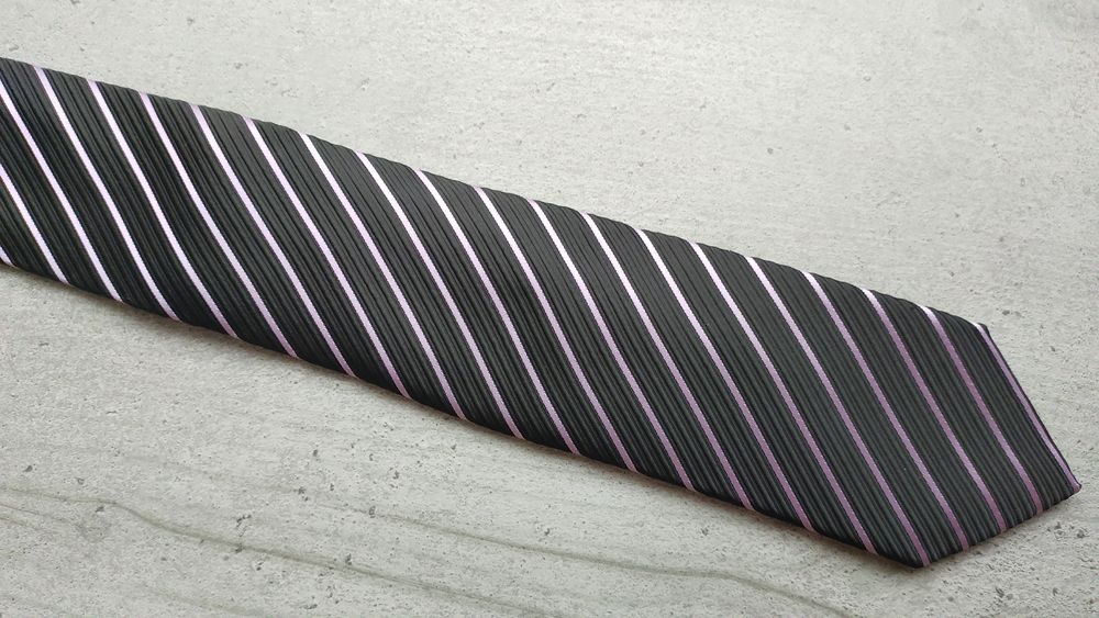 Cravate OWK OriginalWearK - Noire &agrave; Rayures Gris Perle Vêtements