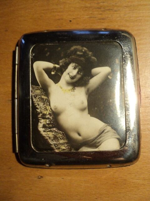Ancien Etui Cigarettes Chromé Photographie Érotique 1930 70 Loches (37)