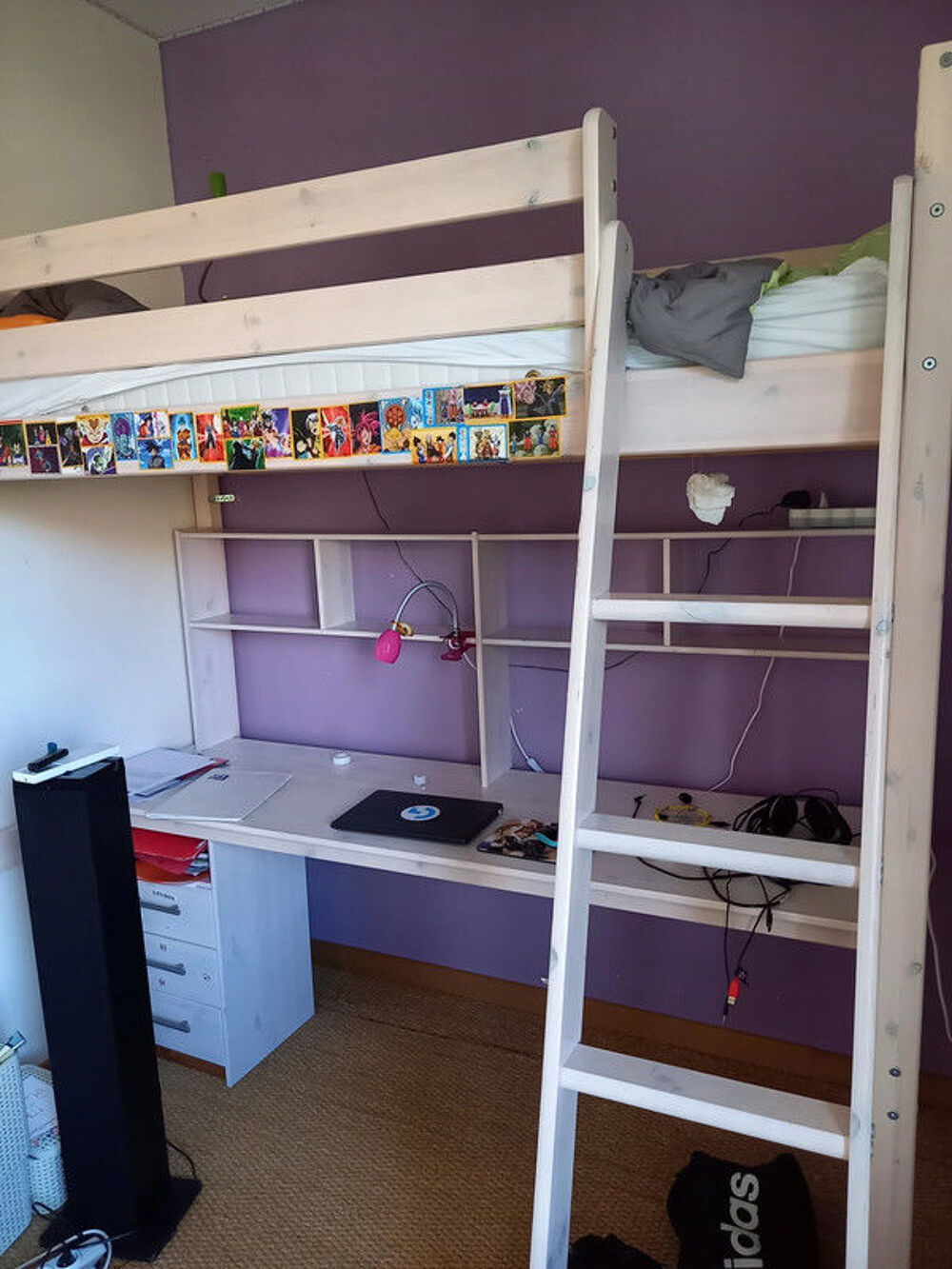 Chambre enfant - Lit combin&eacute; mezzanine 90x190 - pin massif Mobilier enfants