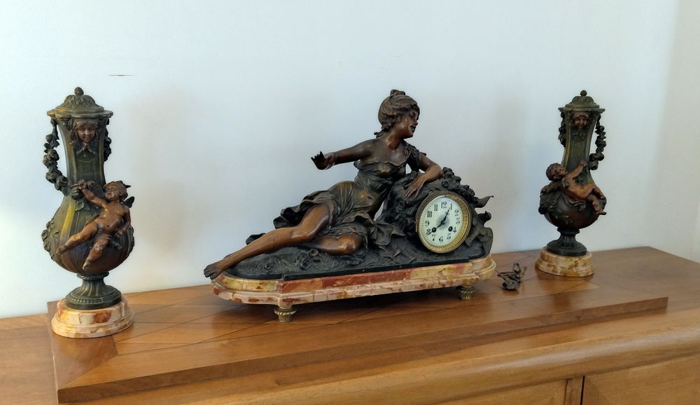 Garniture de chemin&eacute;e compl&egrave;te L&amp;F Moreau XIX&egrave;me Décoration