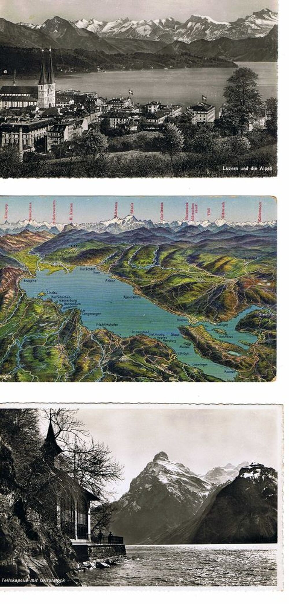 Lot de 9 cartes postales anciennes de Suisse 