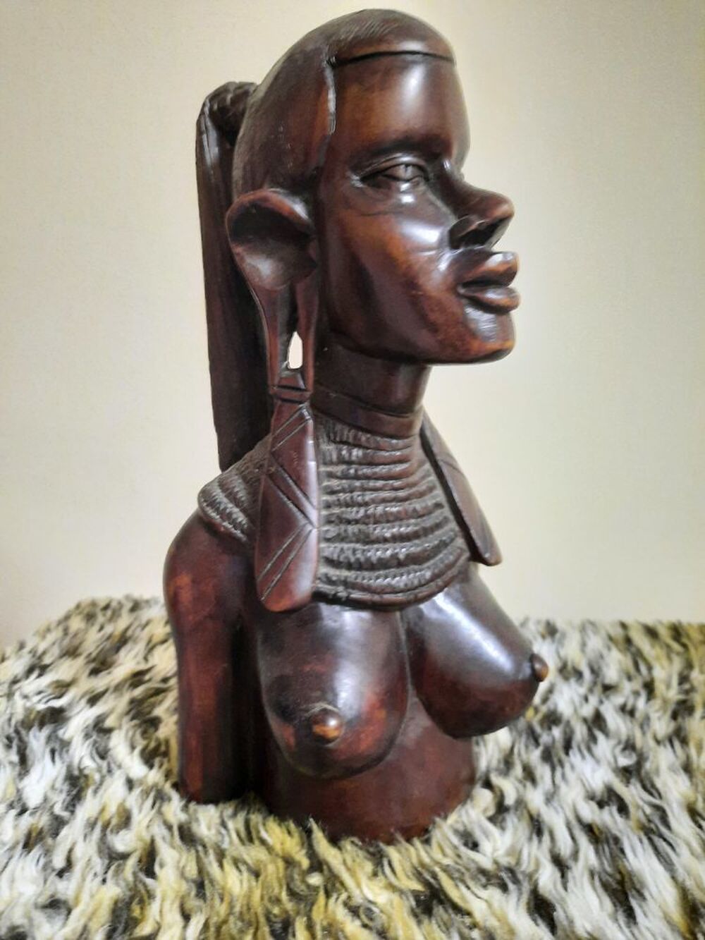 Buste africain en &eacute;b&egrave;ne ? authentique ? tr&egrave;s belle patine Décoration