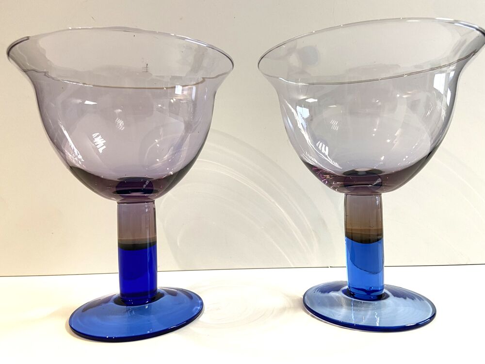 Deux Grands Verres Coupes Cristal Vase Photophores Design Décoration