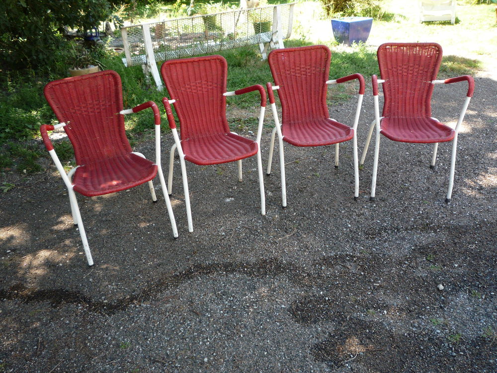 4 fauteuils vintage de jardin/scoubidou/caf&eacute; Meubles