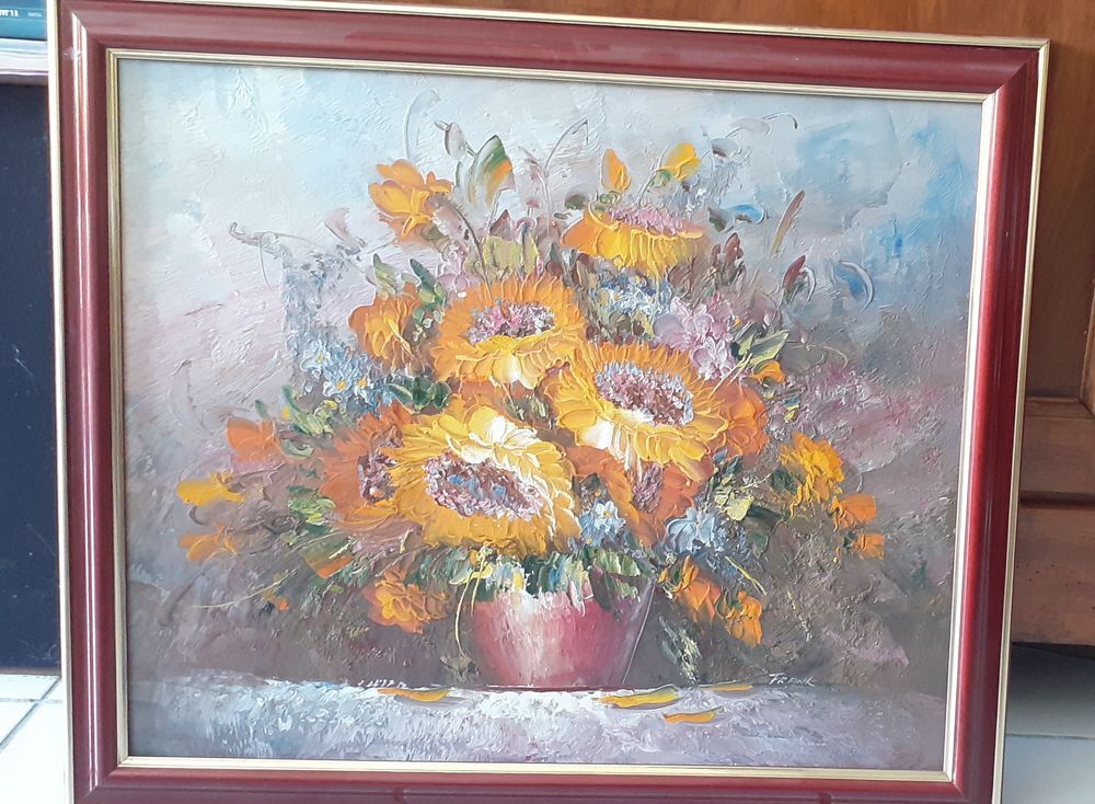magnifique tableau huile sur toile - sign&eacute; - 60 x 50 cm - Décoration