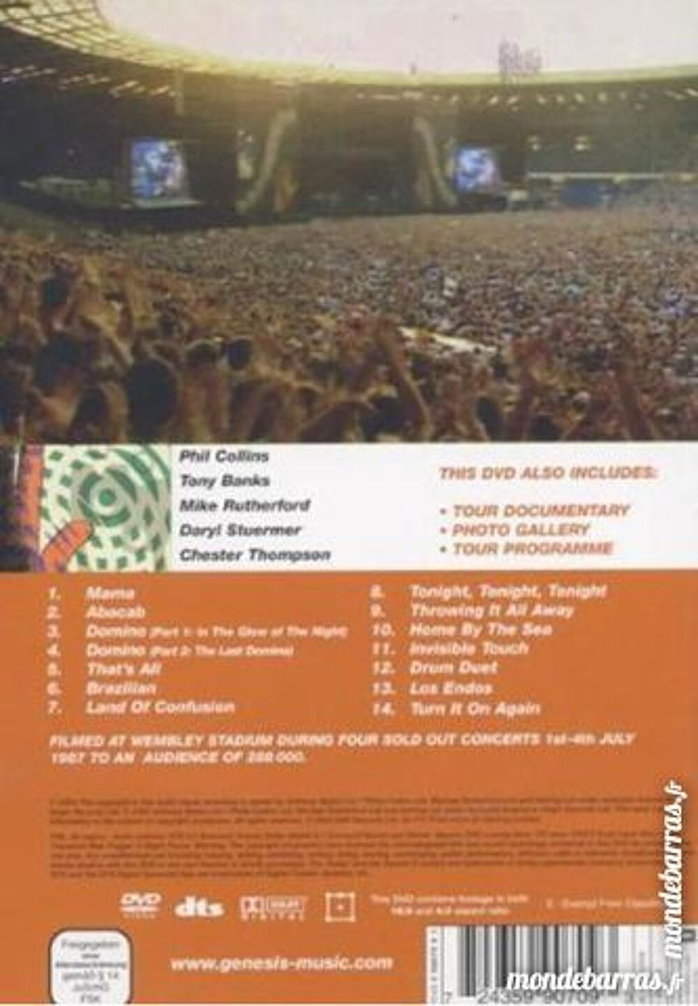 GENESIS LIVE AT WEMBLEY STADIUM DVD et blu-ray