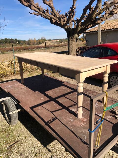 Grande table ancienne en pin blanchi 750 Boll�ne (84)