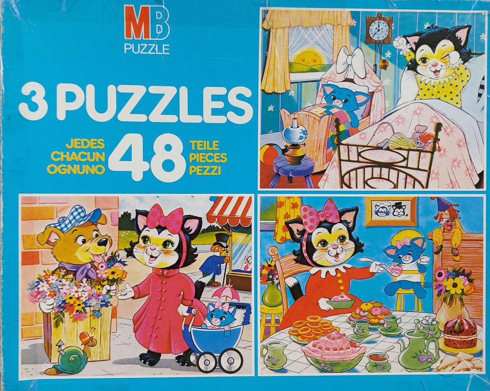 Boite de 3 puzzles de 48 pi&egrave;ces MB Bon Etat Jeux / jouets