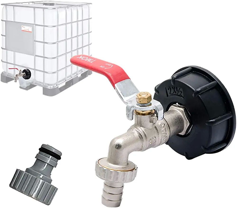 Adaptateur de citerne IBC Connecteur &agrave; filetage 1/2", Robinet Cuve 1000L Robinet Recuperateur Eau De Pluie Bricolage