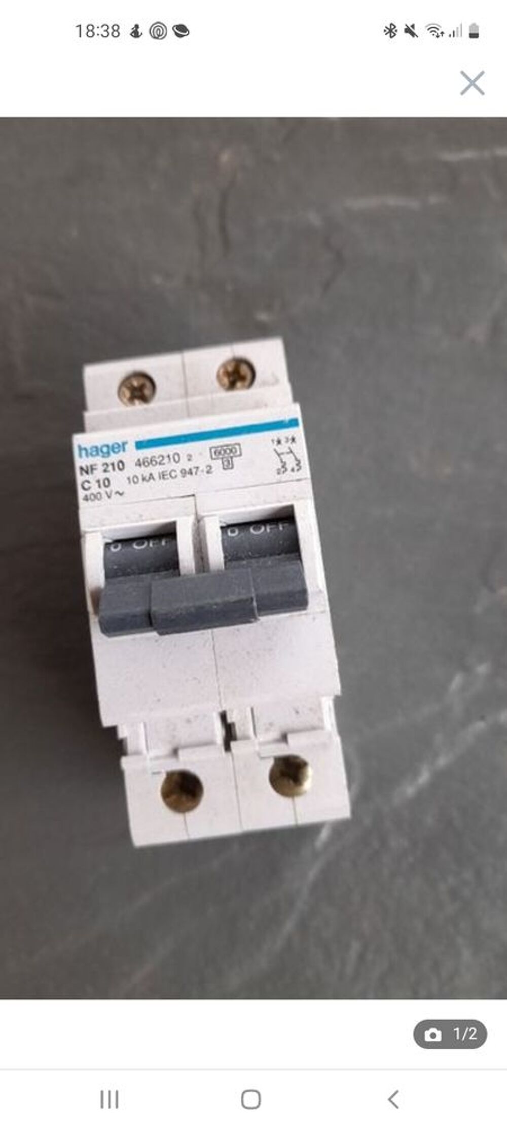 disjoncteur bipolaire Hager NF210 comme neuf Bricolage