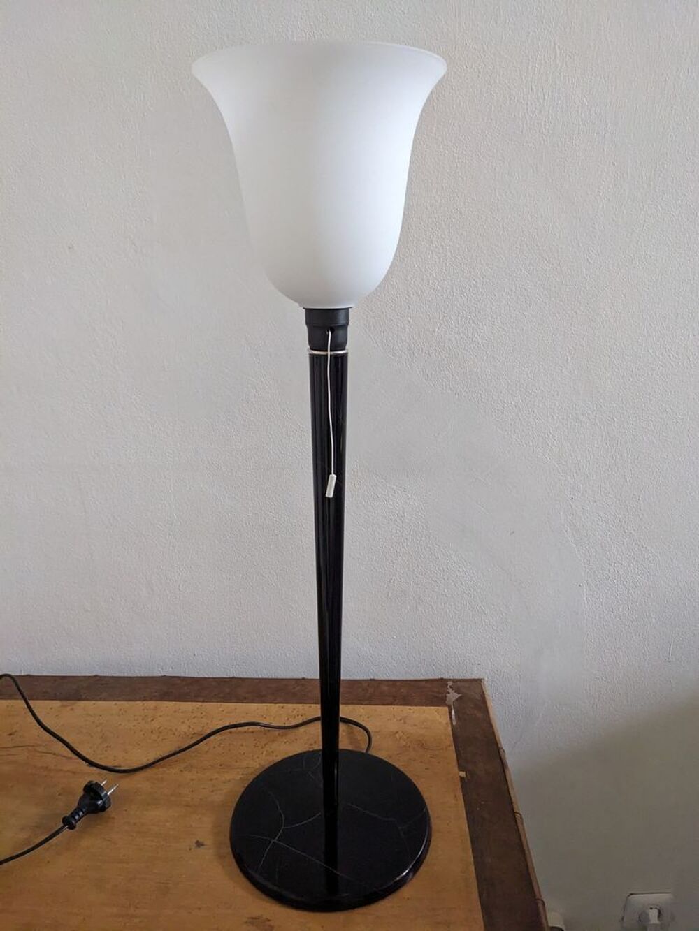 Lampe art d&eacute;co MAZDA LITA en acier LAQU&Eacute; NOIRE craquel&eacute; &eacute;cai Décoration