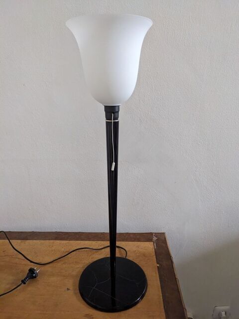 Lampe art déco MAZDA LITA en acier LAQUÉ NOIRE craquelé écai 155 Marseille 13 (13)
