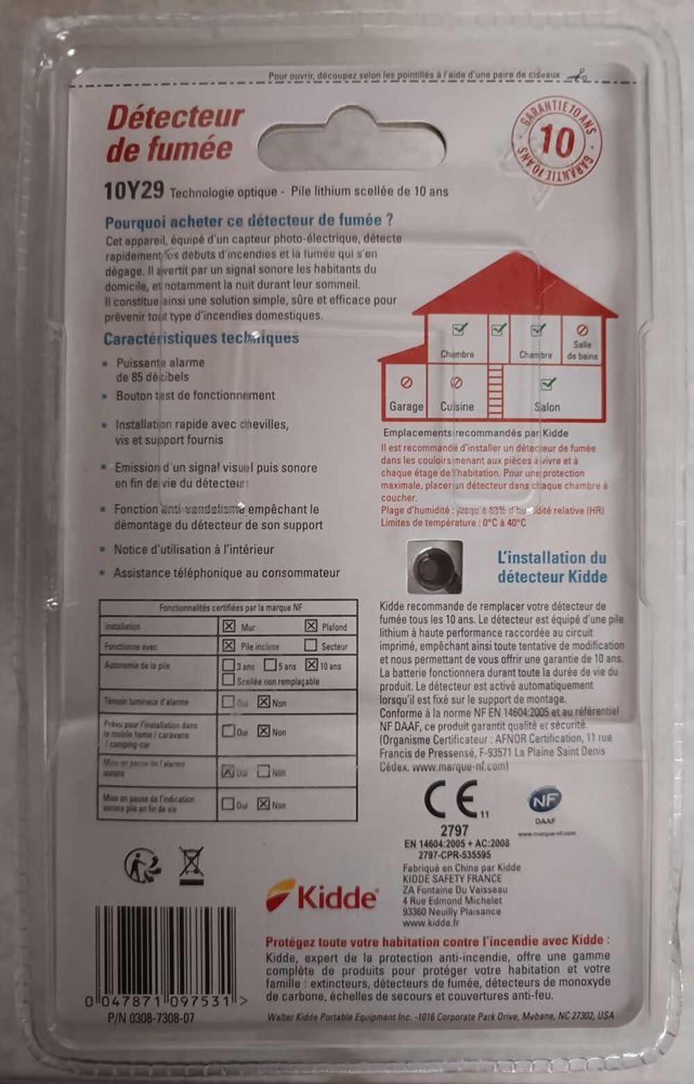 Kidde 10y29 D&eacute;tecteur Fum&eacute;e Compact avec Alerte Silencieuse Bricolage