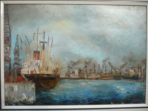 Tableau. Mauvais temps sur le port de Marseille. 350 Roquebrune-Cap-Martin (06)