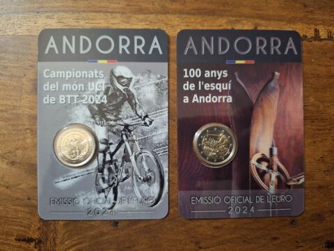 Lot 2 euros commémorative Andorre 2024 VTT et Ski 50 Houdemont (54)