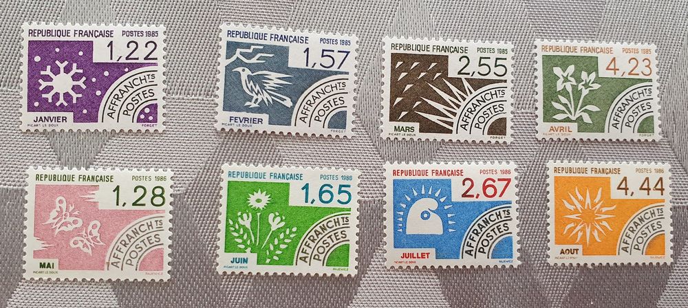 Timbres Pr&eacute;os 186 &agrave; 193 neufs u &agrave; 75% faciale 