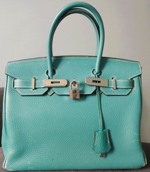 Sac Herm�s Birkin 30 taurillon Cl�mence Bleu turquoise 4600 Paris 5 (75)