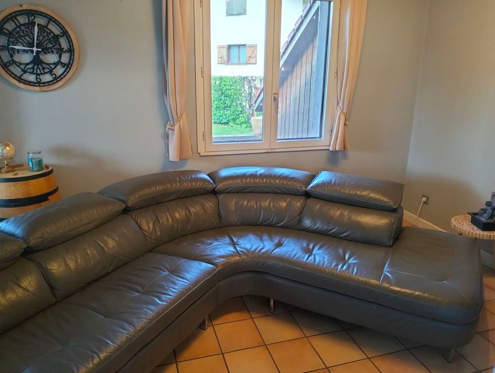 Canap&eacute; d'angle cuir gris Meubles