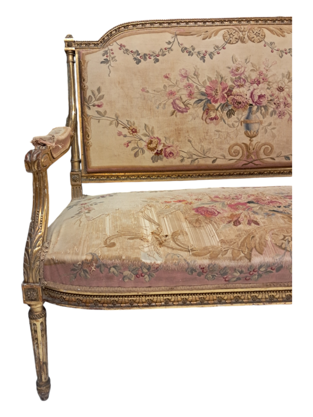 Salon ancien, banquette et fauteuils style Louis XVI Meubles