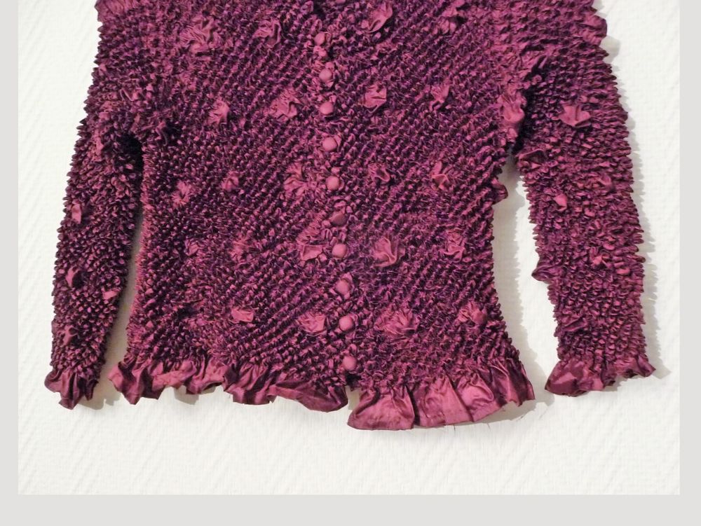 Top / Chemise Violet Pliss&eacute;e &agrave; Manches Longues- Kitana Vêtements
