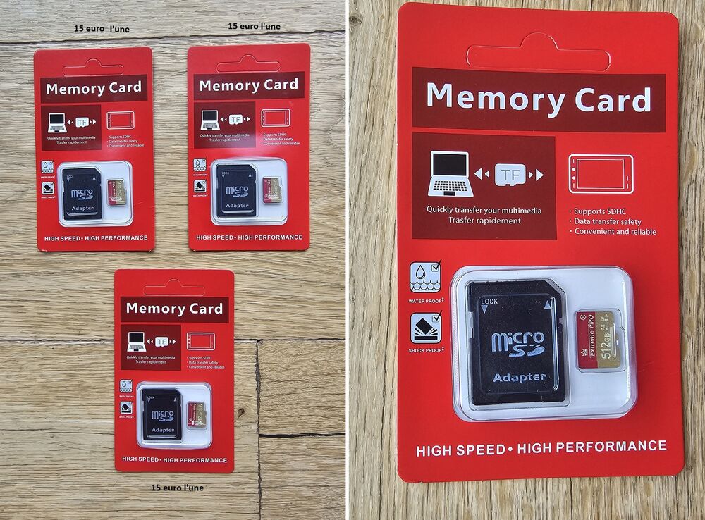 3 Carte micro 512 Go Classe objet. Vide grenier, marché aux puces, braderie