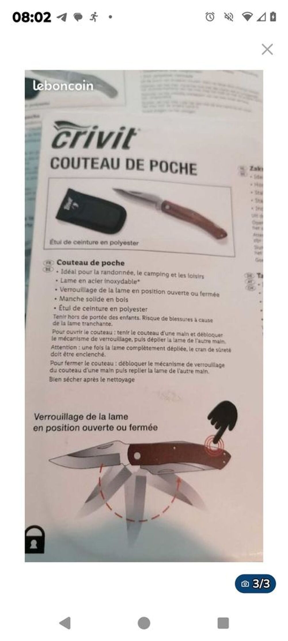 couteau de poche avec etui 