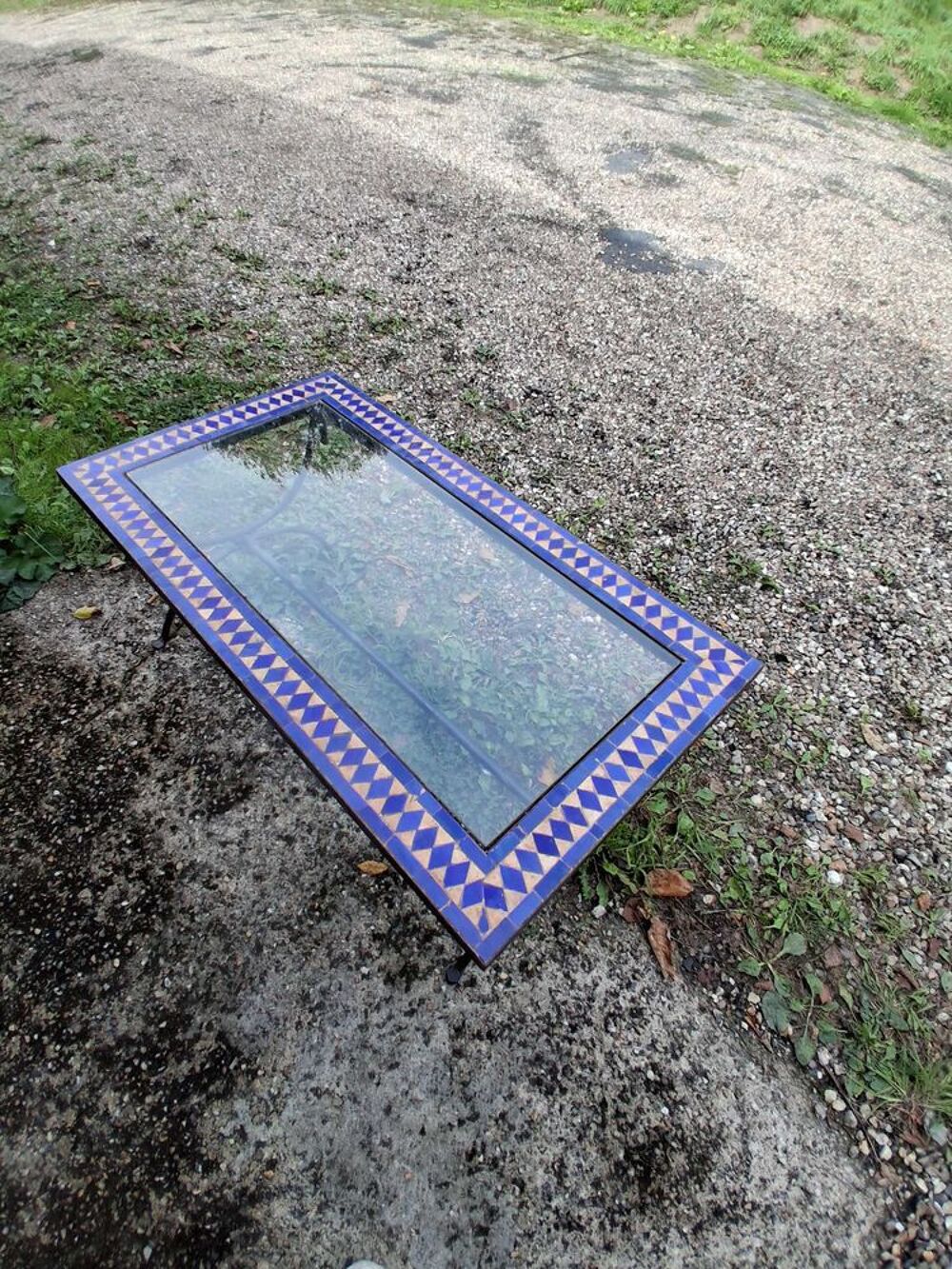 table basse vintage zillig vitr&eacute;e et mosa&iuml;que Meubles