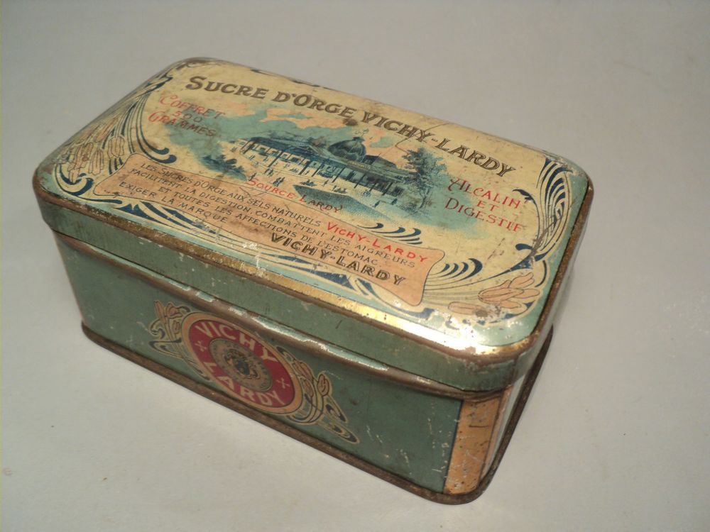 Ancienne Boite Publicitaire Sucre d'Orge Vichy-Lardy 1900 