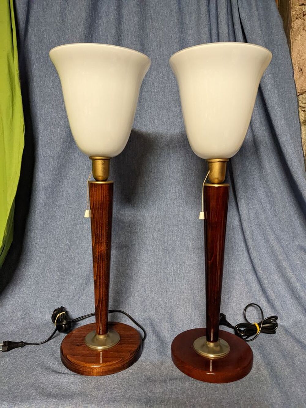Paire de 2 JOLIE LAMPE STYLE MAZDA UNILUX art d&eacute;co vintage 1 Décoration