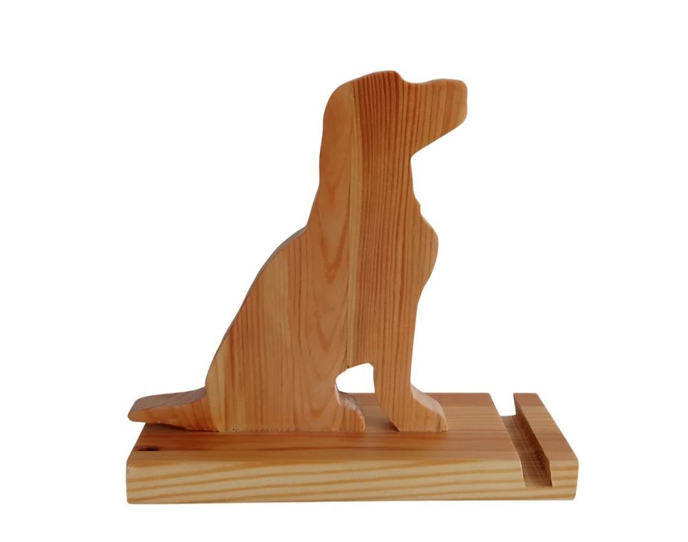 Support original t&eacute;l&eacute;phone et en bois mod&egrave;le chien labrador Téléphones et tablettes