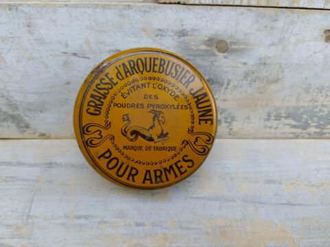 Ancienne Boite Graisse Arquebusier Jaune Collection Cirage  38 Loches (37)