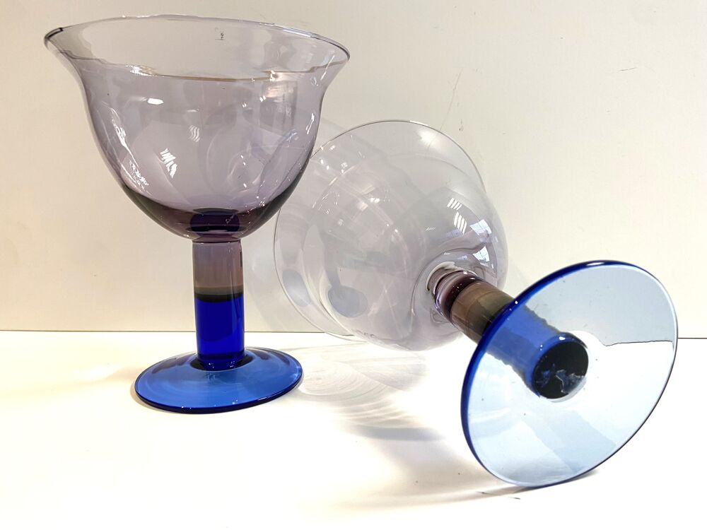 Deux Grands Verres Coupes Cristal Vase Photophores Design Décoration