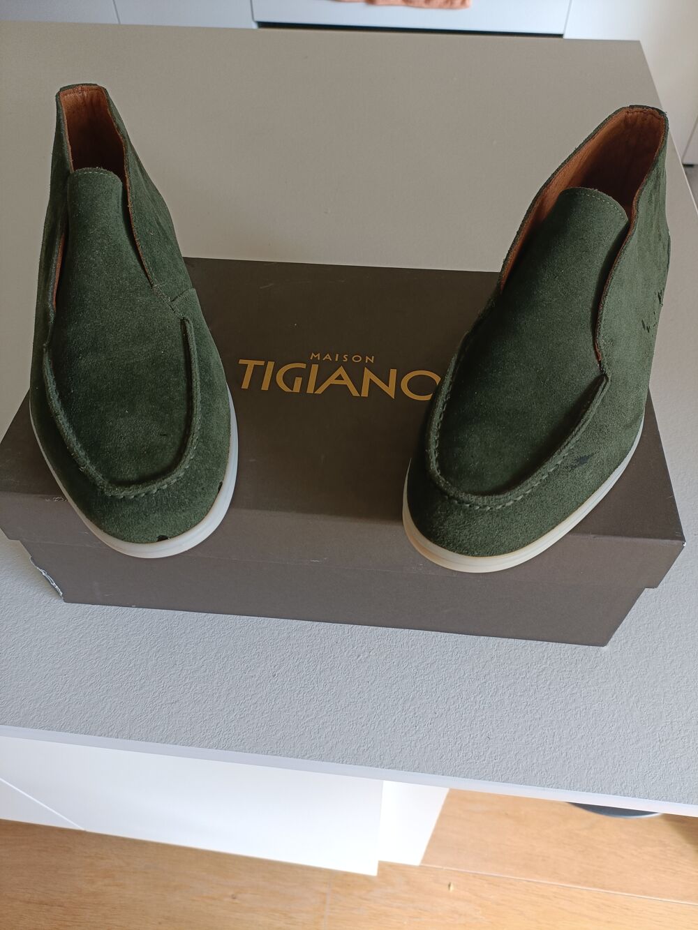 Chaussures cuir nubuck vert homme Chaussures