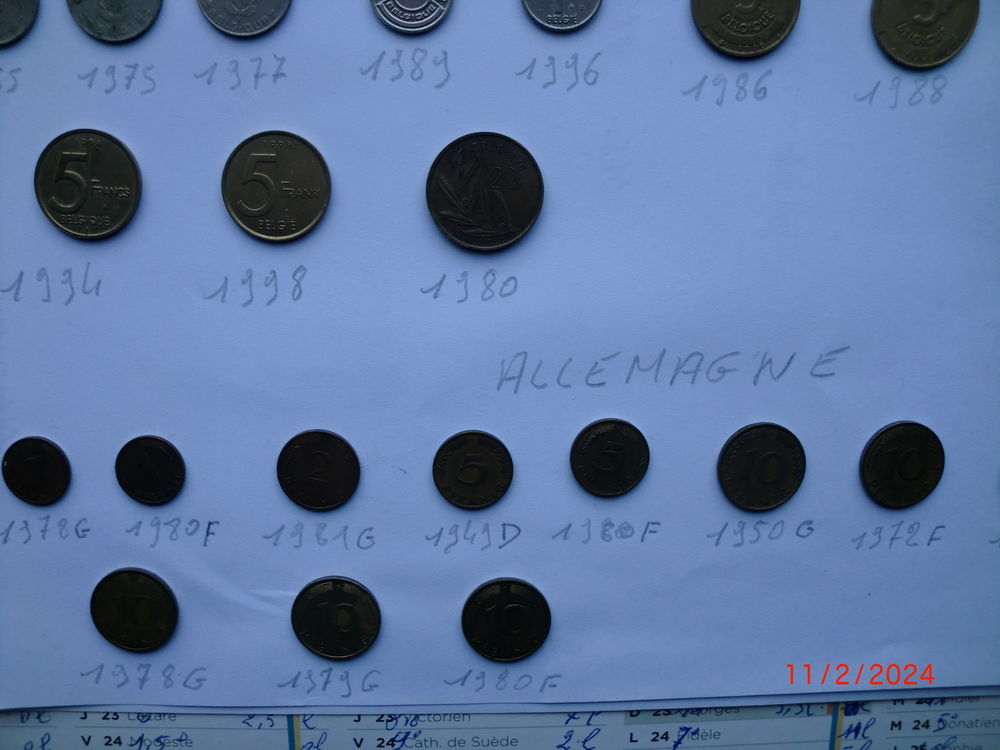 pi&egrave;ces belgique et Allemagne avant 2000 