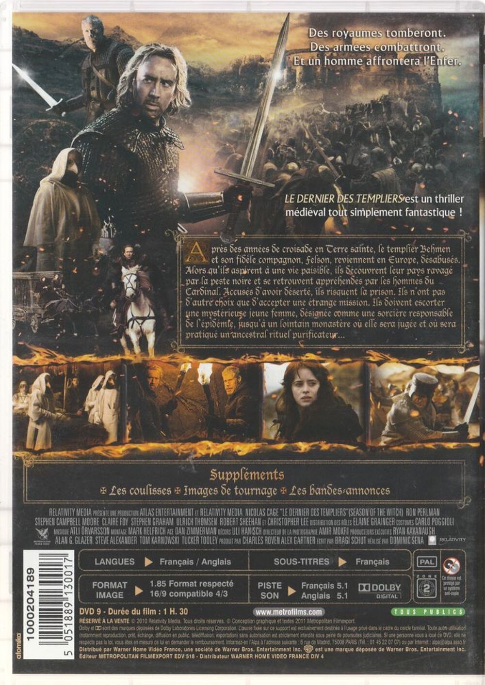 le dernier des templiers DVD et blu-ray