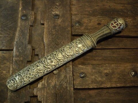 Ancien Poignard Tibtain Argent Tibet Nepal Tibetan Dagger 1 Loches (37)