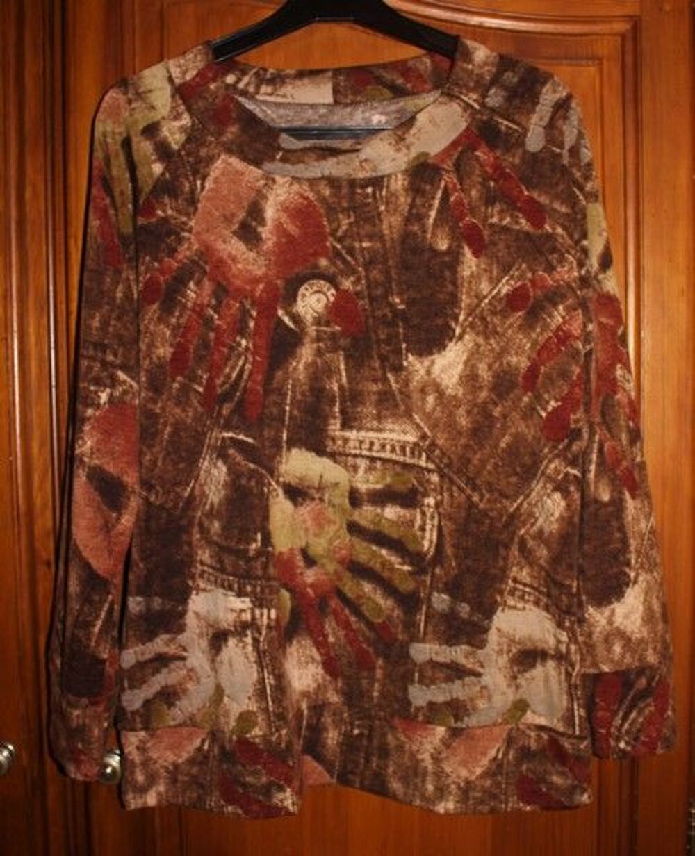 Haut T-shirt marron multicolore en Taille 46-48 Vêtements