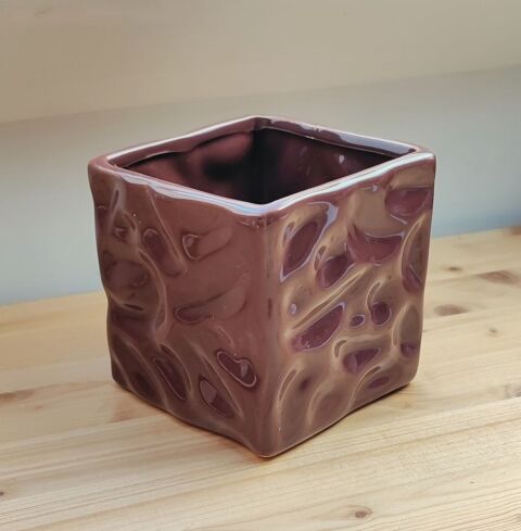 Cache pot design en cramique - 10 x 10 cm - Marron 10 Dommiers (02)