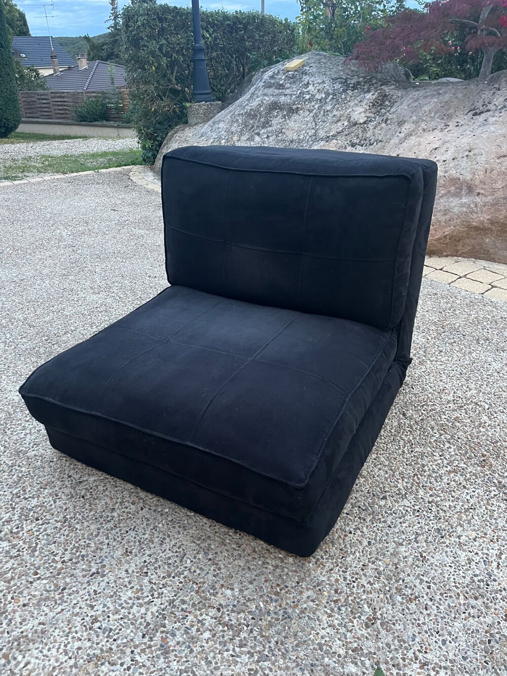 Chauffeuse noir depliable lit 1 une place Meubles