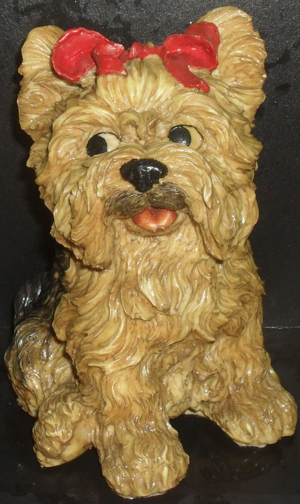 Lot de 2 statues chien yorkshire terrier. Décoration