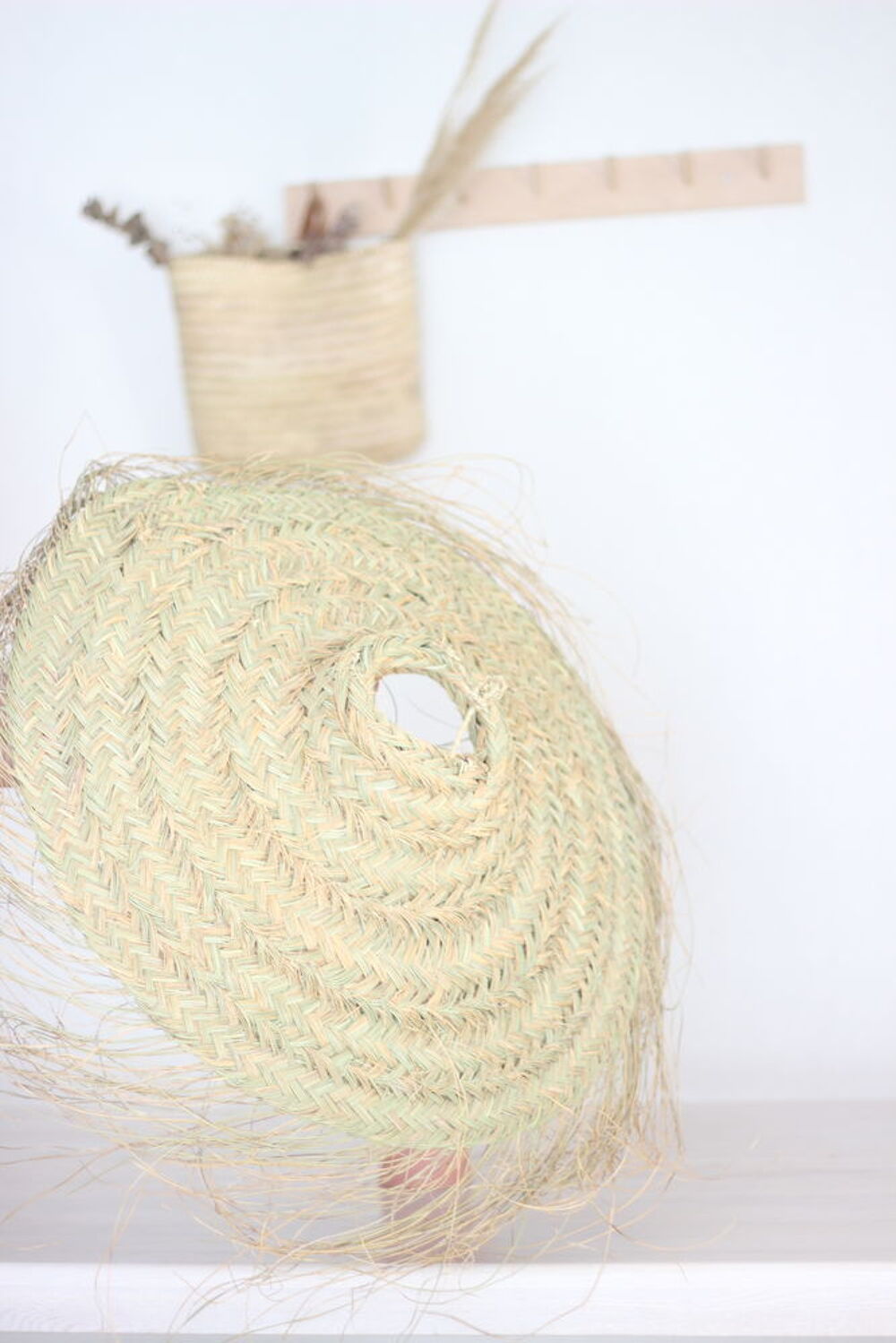 Suspension/Abat-jour en Fibres de Palmier tress&eacute;es Décoration