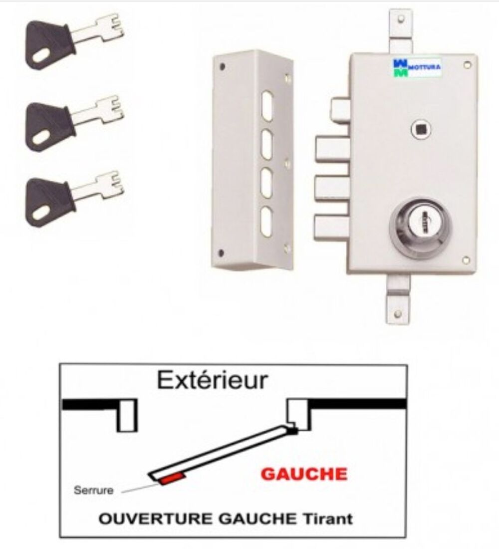 Serrure 3 Points Mottura 448 A2P1 avec 3 Cl&eacute;s et tringlerie Bricolage