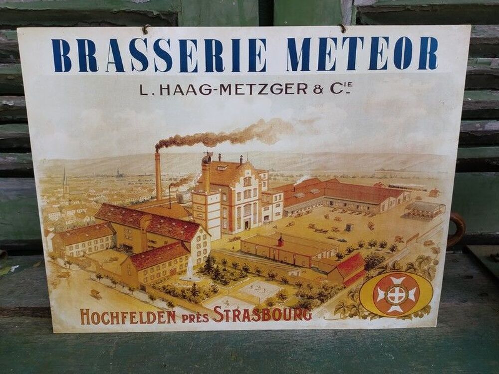 
Plaque T&ocirc;le Publicitaire Bi&egrave;re Brasserie Meteor Holchfelden 