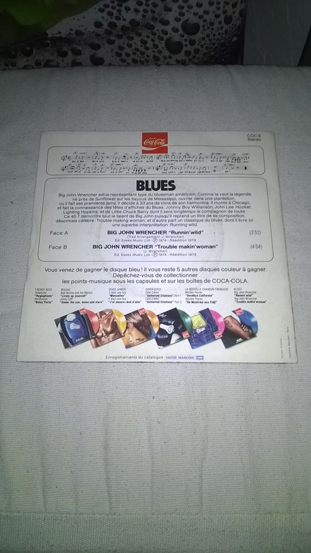 Vinyle 45 T Big John Wrencher 
Blues 
1979
Excellent eta CD et vinyles