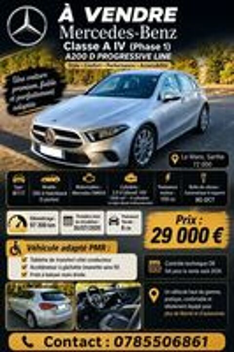 Classe A 200 d 8G-DCT Progressive Line 2020 occasion 72000 Le Mans