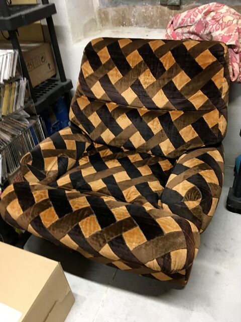 Fauteuil tissu motif g�om�trique marron 80 Velaux (13)