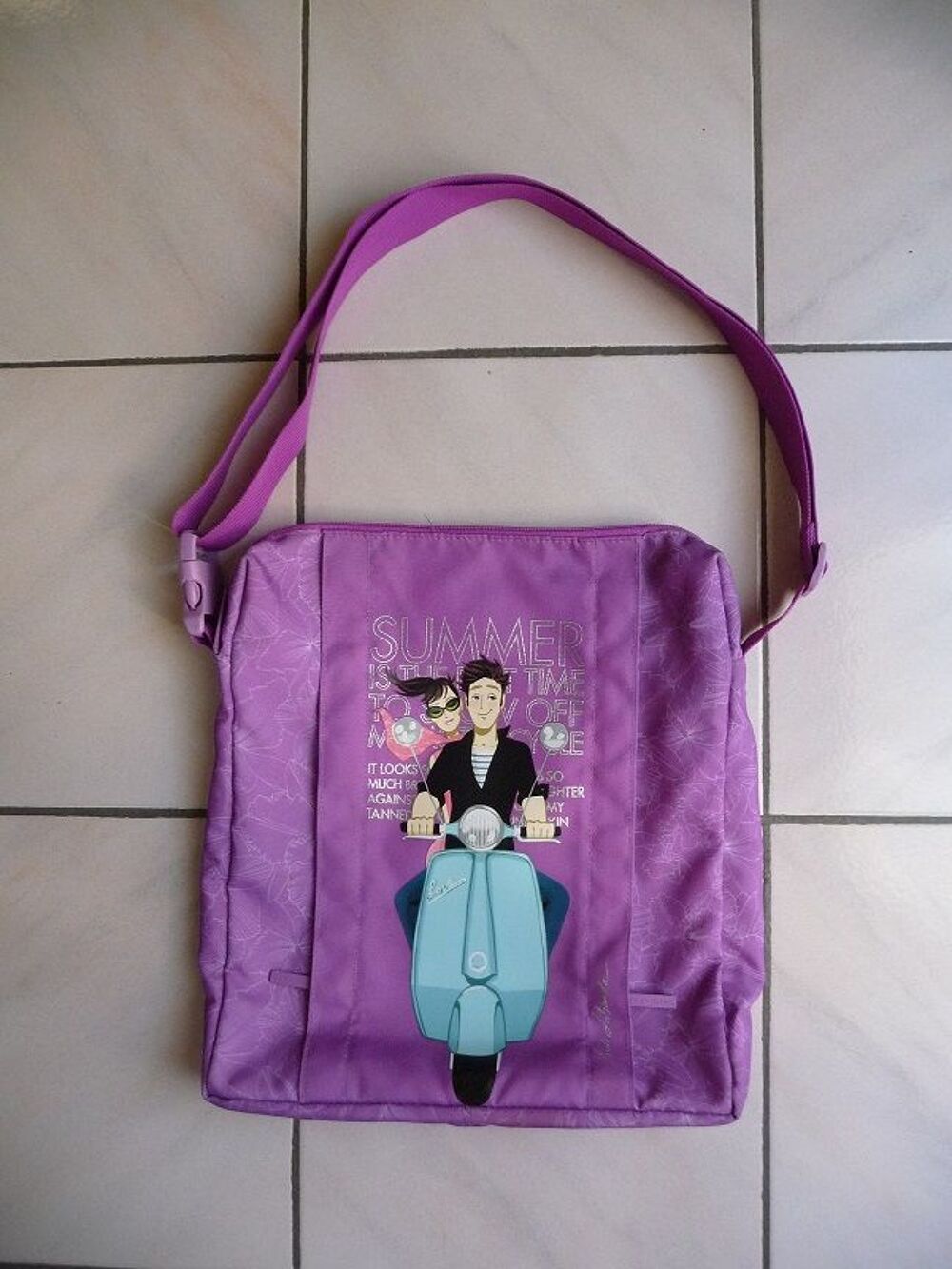 Sac mauve violet motif Vespa - N E U F Maroquinerie
