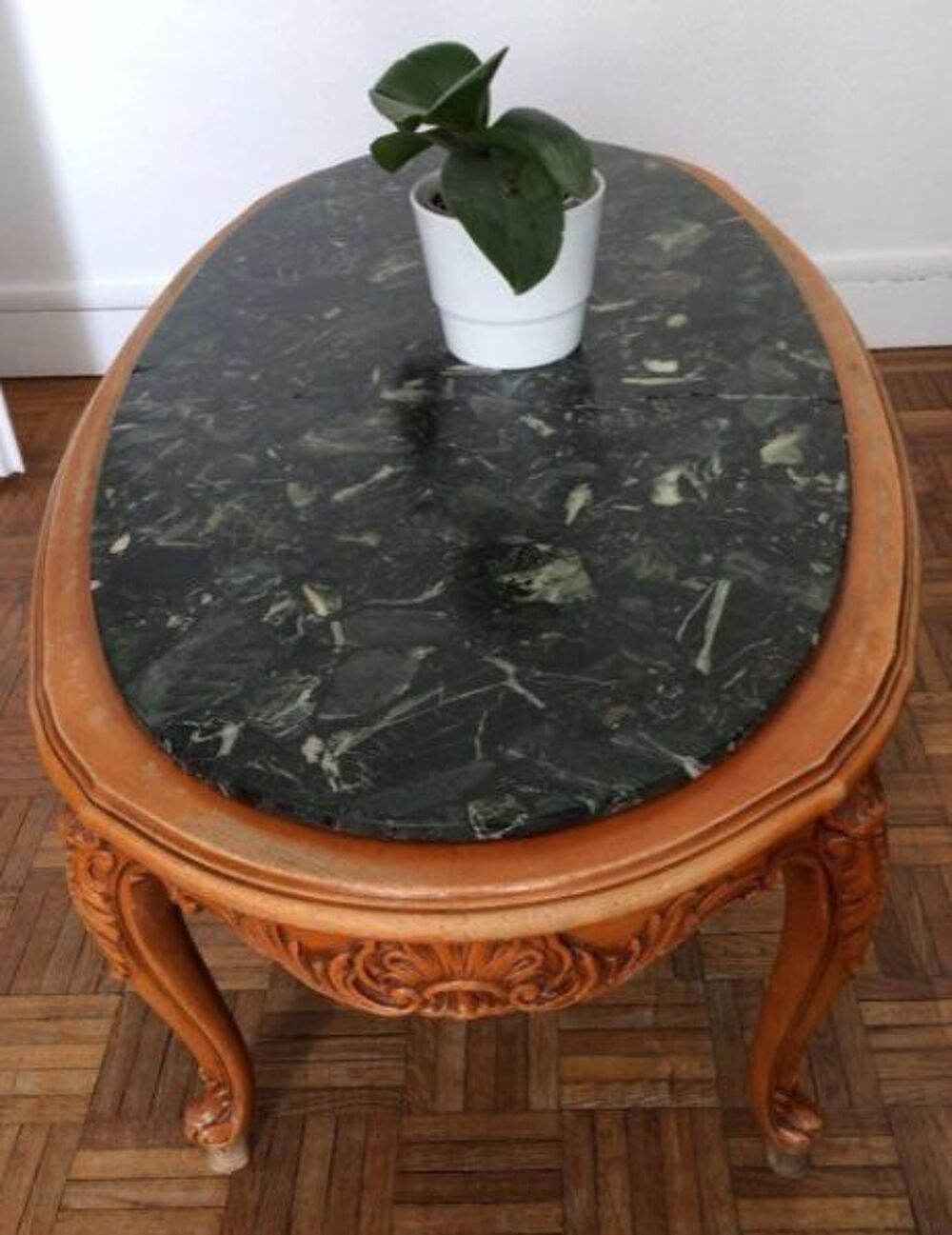 Table basse merisier et marbre &agrave; restaurer Meubles